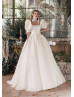 Square Neck Ivory Organza Wedding Dress